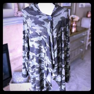 Camo One Button Cardigan